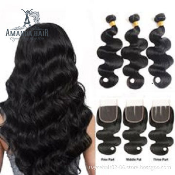 10a Grade Virgin Brazilian Human Hair Bundles Wholesale Vendors, 100% Unprocessed Mink Hair Extensions Bundles With Lace Closure